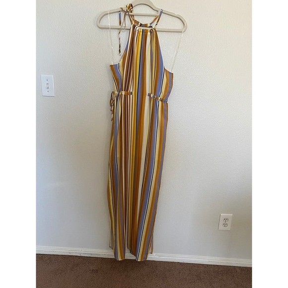 NWT Yellow Striped sleeveless Color block San Souci maxi dress size L - Picture 2 of 4